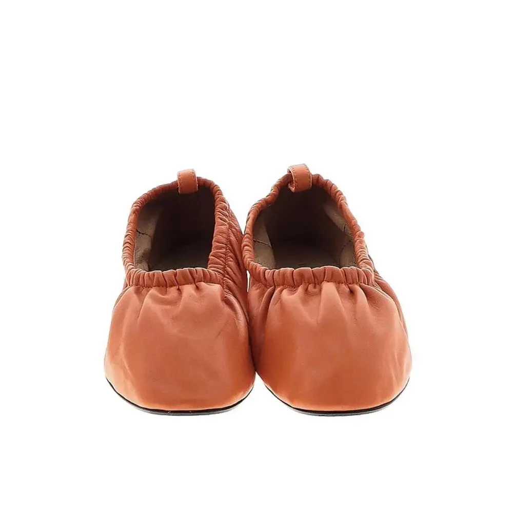 Everlane Women's Orange Leather Scrunch Ballet Flats - Picture 3 of 4